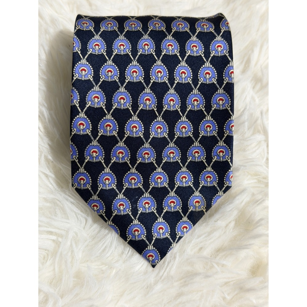 Sinsabang Necktie Blue Silk Mens Geometric Equestrian‎ Print Formal Business